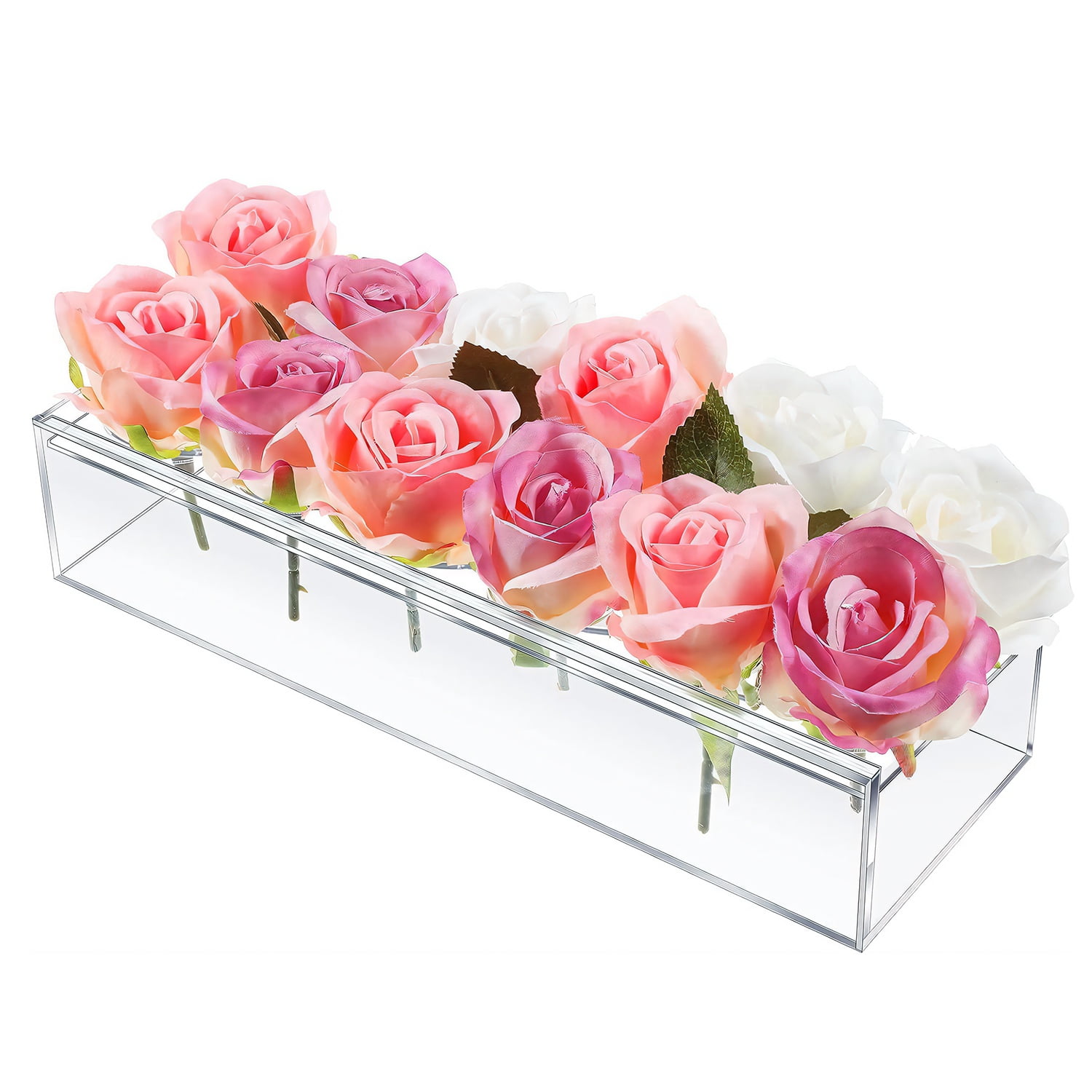 iMounTEK Acrylic Flower Vase Rectangular, Clear Floral Centerpiece for ...