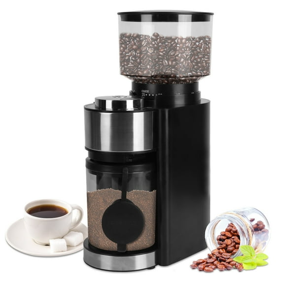 iMounTEK Adjustable Burr Mill Conical Burr Coffee Grinder with 25 Grind Settings 12 Cups Selection for Espresso Drip and French Press, Black