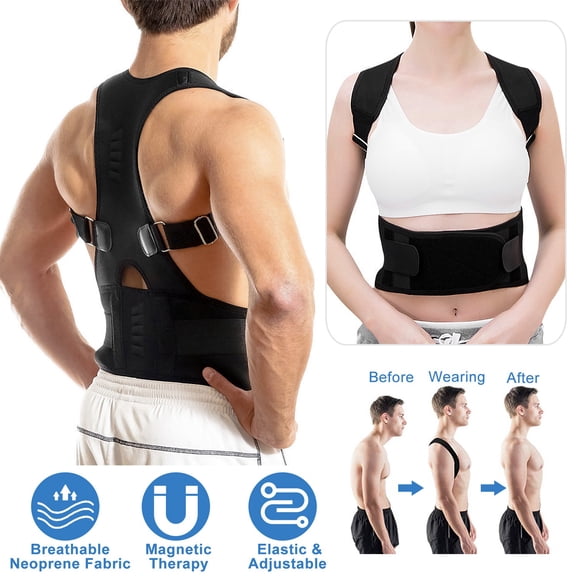 iMounTEK Adjustable Magnetic Posture Corrector, Black, Size Small