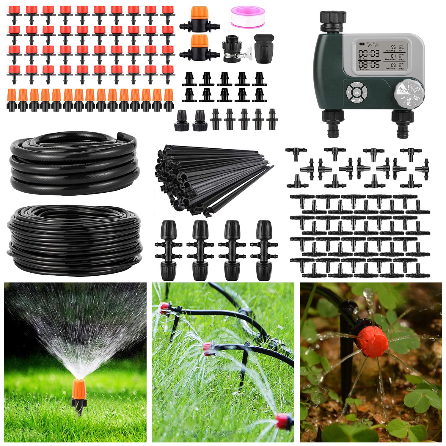 iMounTEK Automatic Drip Irrigation Watering Kit with Timer for Containers and Hanging Baskets