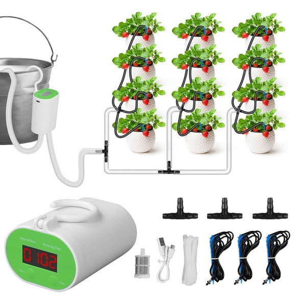 iMounTEK Automatic Plant Watering Devices with LED Display and USB Rechargeable, DIY Drip System Suitable for Indoor Potted Plants