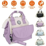 TeqHome Baby Nappy Diaper Bag with 6 Pockets Burp Cloth Adjustable Shoulder Strap with 2 Insulated Pockets Oxford Cloth Medium-size Commute Bag for Mother Purple