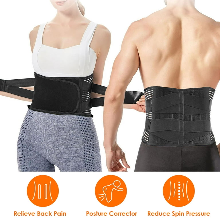 Back Braces for Men and Women, Back Support Belt for Lower Back Pain Relief  with 6 Stays, Breathable Lumbar Support Belt with Dual Adjustable Straps