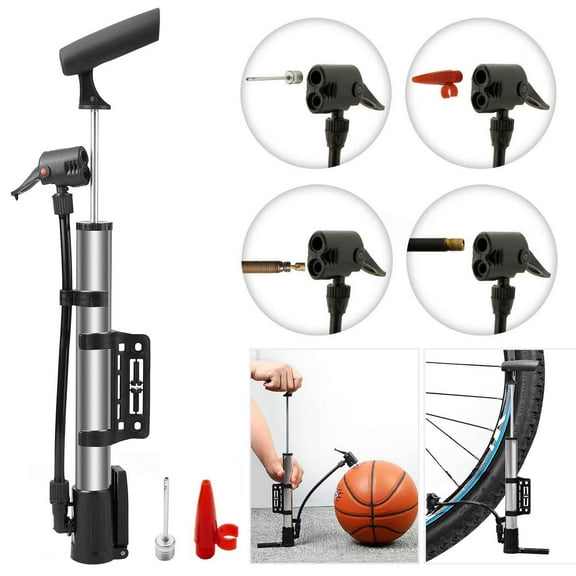 iMounTEK Bike Pump, Bicycle Floor Pump High Pressure Portable Bike Air Ball Pump Inflator with Ball Pump Needles & Mount Frame
