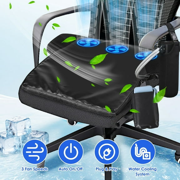 iMounTEK Breathable Air Flow Cooling Pad, Ventilated Seat Cushion with USB Plug, with Fans 3 Speeds 26C/78F Constant Temperature for all Car Seats, Home and Office Chairs