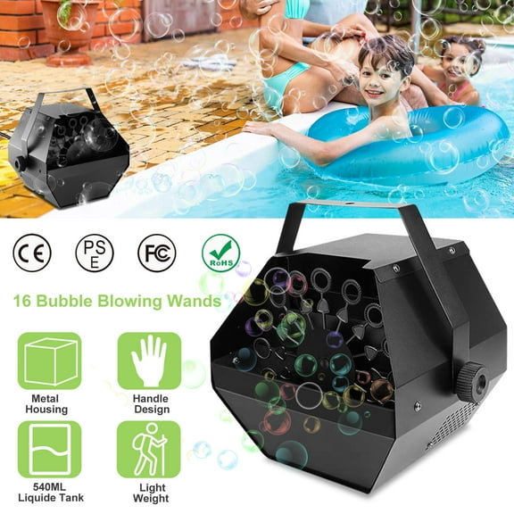 Moclever 25W Automatic Bubble Machine, Plug-in Portable Bubble Maker for Wedding Stages Party, Black