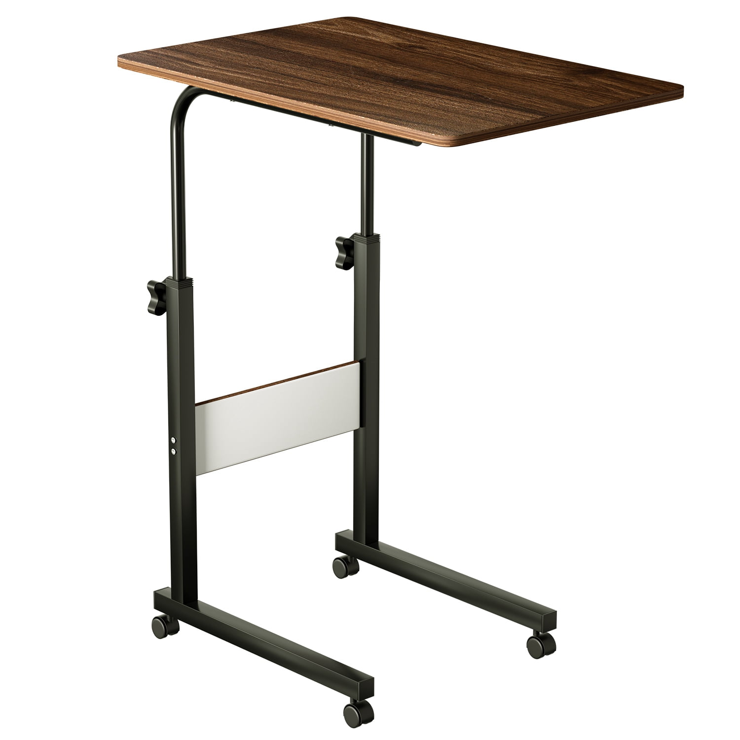 Height Adjustable Computer Side Table TeqHome C Side Table, Sofa Table with 3 Tier Storage Shelves, Snack ...
