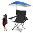 thumbnail image 1 of iMounTEK Camping Chair, Foldable Beach Chair with Clamp-On Adjustable Umbrella, Detachable Camping Lawn Chair for Outdoor Picnic BBQ Fishing, Black, 1 of 8