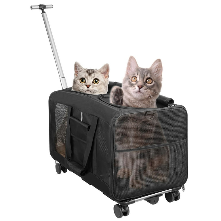 iMounTEK Cat Rolling Carrier for Cats, Double Compartment Pet