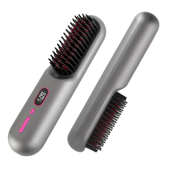 iMounTEK Cordless Hair Straightener Brush Negative Ion Hair Straightener Comb for Women, USB Charging, Display Temperature