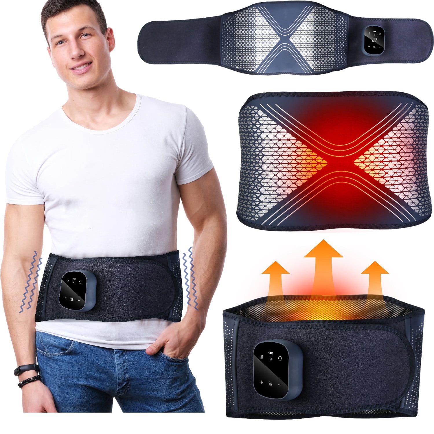 iMounTEK Cordless Heating Pad with Massager Portable Lower Back Massager Gifts for Mom Dad