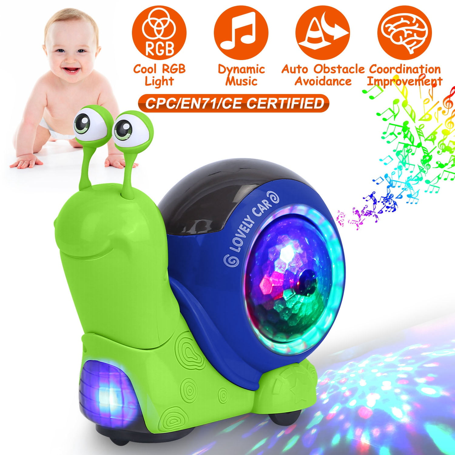 iMounTEK Crawling Snail Baby Toy Electric Infant Interactive Toy