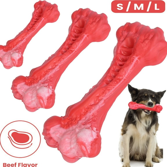 Imountek Dog Chew Toy, Dog Chew Bone with Beef Flavor Suitable for Aggressive Chewers Small Medium Large Dogs, 4in
