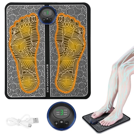 iMounTEK EMS Electric Foot Massager Mat Pad 6 Modes 9 Intensity Levels USB LCD Portable Rechargeable Foot Massager Mat