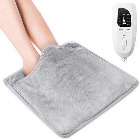 TeqHome Electric Foot Warmer Quick Heating Feet Heater Pad Mat Machine Washable with 6 Temperature Settings 4 Timer Modes