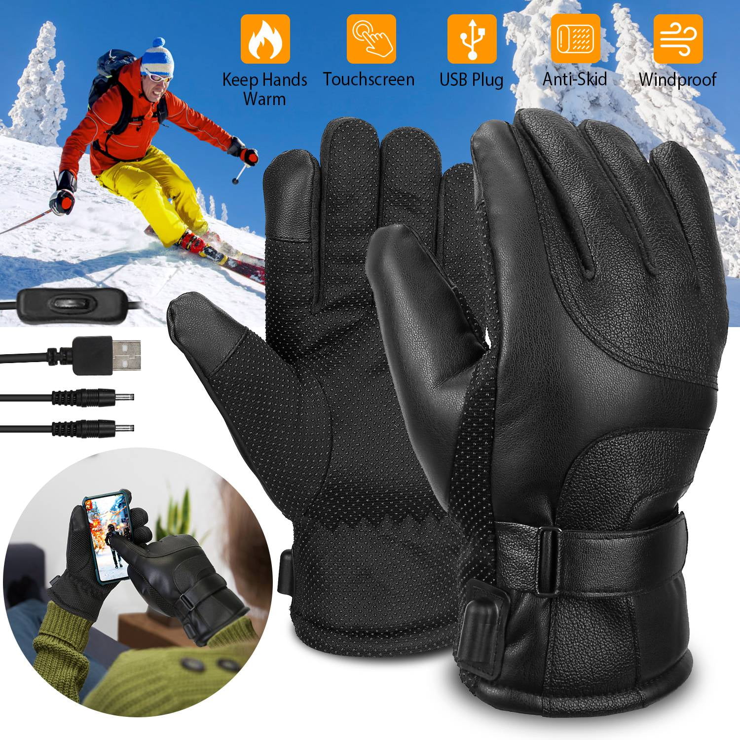 iMounTEK Electric Heated Gloves USB Plug Touchscreen Thermal Gloves