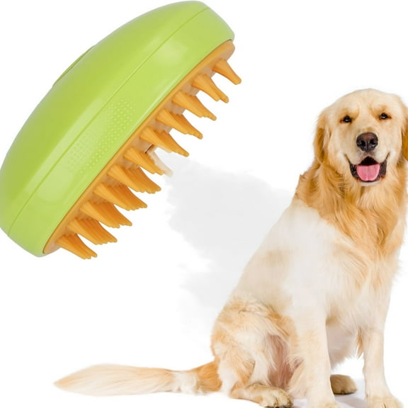 iMounTEK Electric Pet Grooming Steam Brush, 3 In 1 Cat Dog Massage Comb Cleaning Brush, Rechargeable Hair Brush, Green