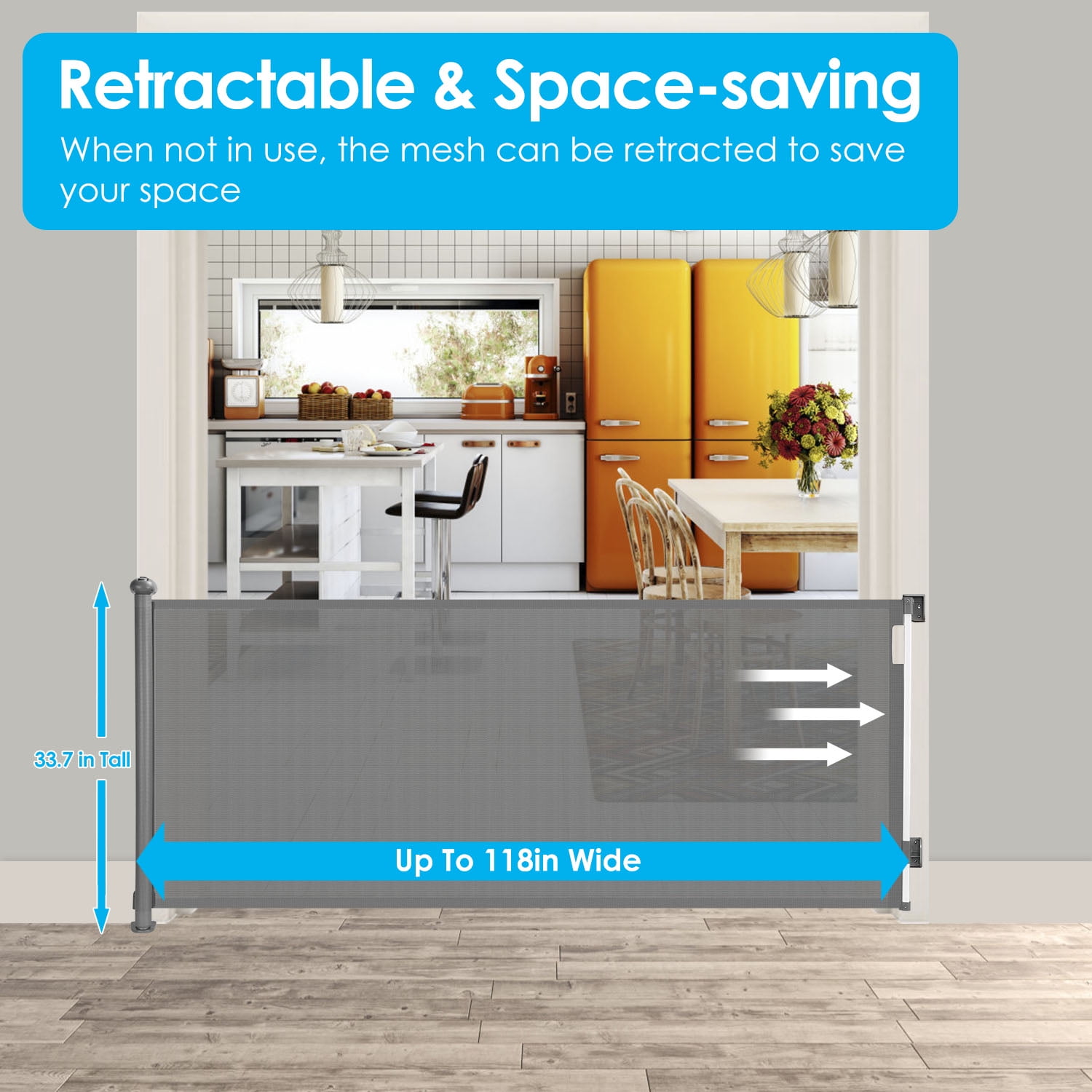 iMounTEK Extra Wide Retractable Baby Gates for Kids Pets for Doorways