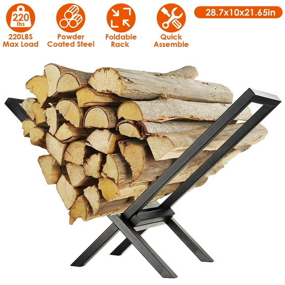 iMounTEK Firewood Rack Indoor for Fireplace Wood Storage, Heavy Duty X-Shaped Log Stacker Stand Storage Holder Organizer