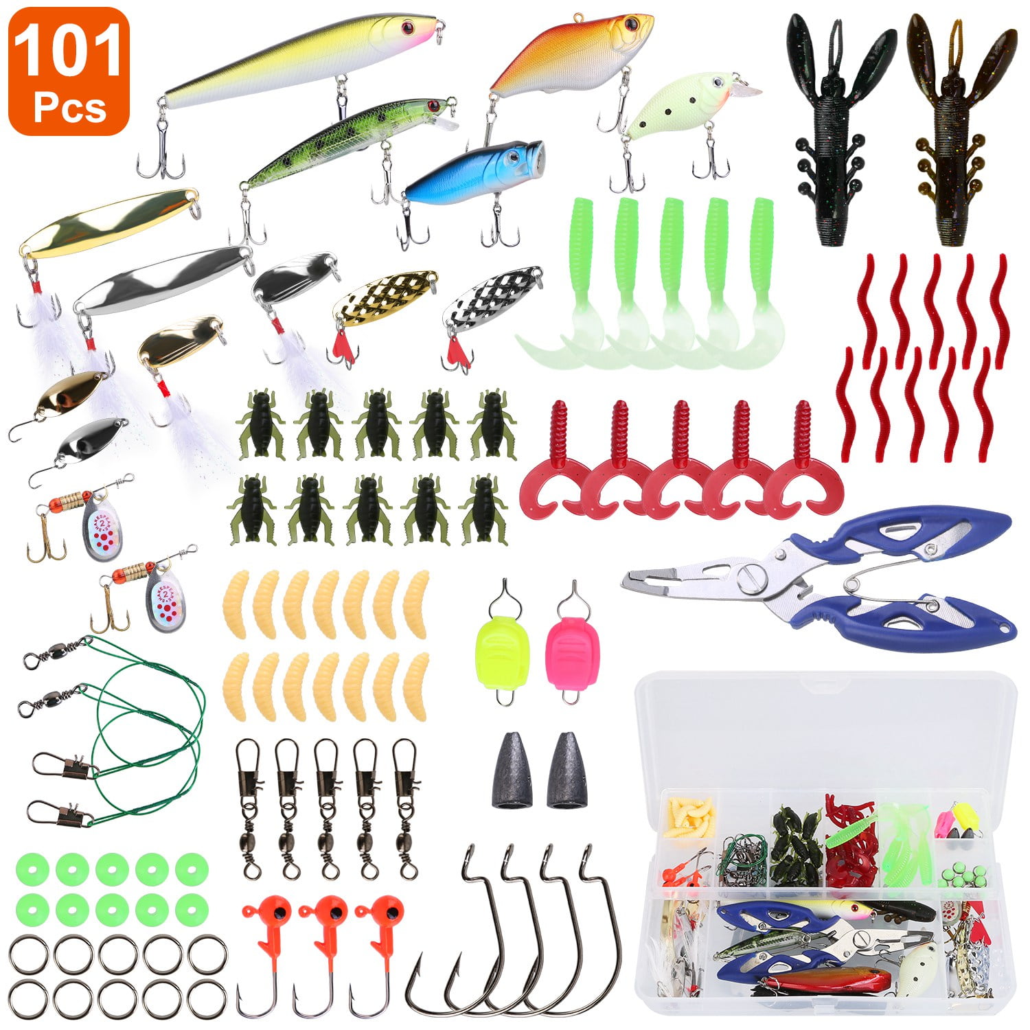 168PCS Fishing Lures Kit Set, Soft Hard Mixed Bait Tackle Kit with Free  Tackle Box, Including Spoon Lures Plastic Worms Fishing Hooks and More  Fishing