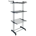 thumbnail image 1 of Moclever Foldable Clothes Laundry Rack 3 Tier Clothes Drying Rack with Stainless Steel Hanging Rods, Gray, 1 of 7