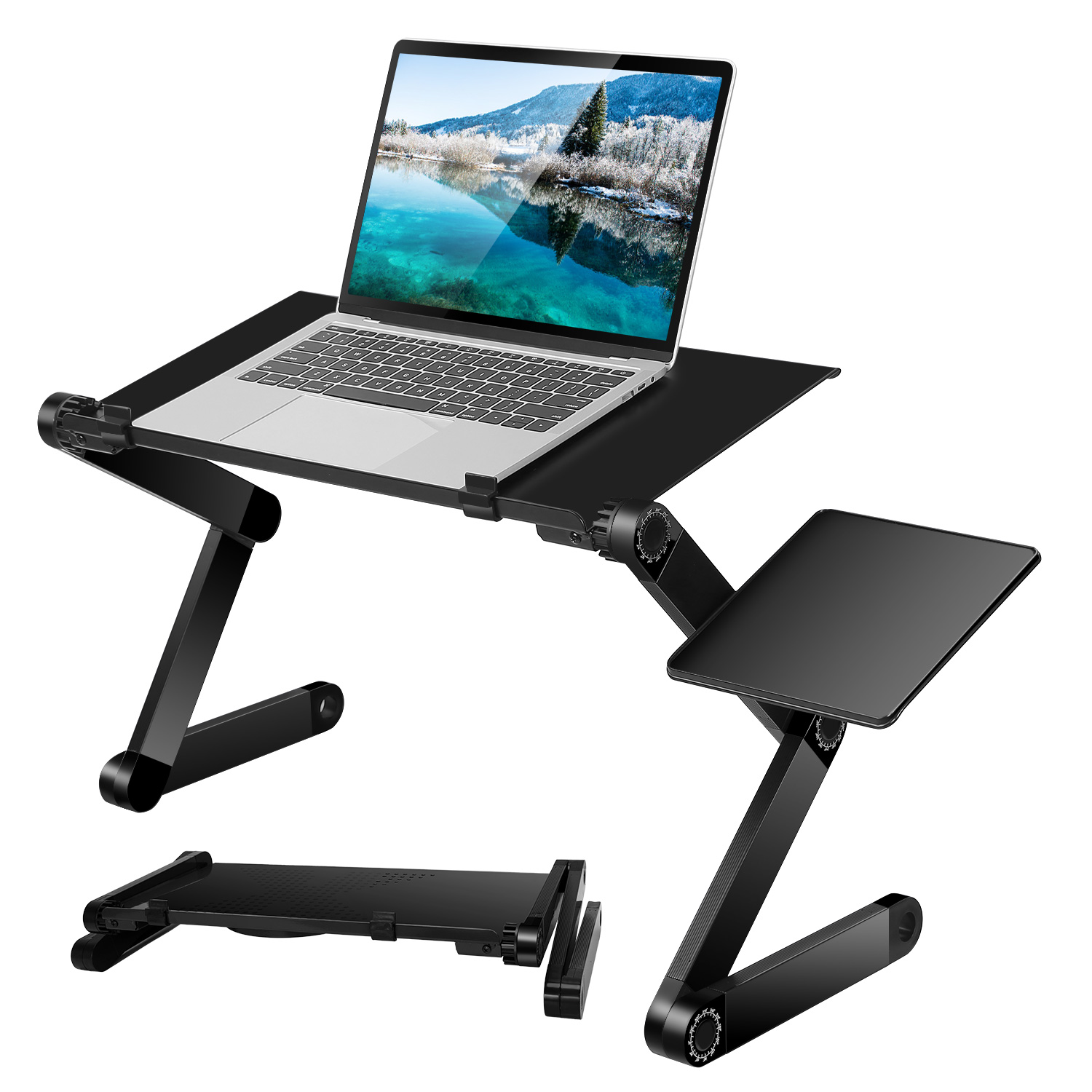 iMounTEK Foldable Laptop Table Bed Notebook Desk with Mouse Board Aluminum Alloy Breakfast Snacking Tray for Home Office Travel Use - image 1 of 11
