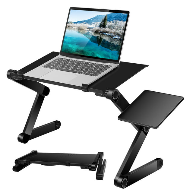 iMounTEK Foldable Laptop Table Bed Notebook Desk with Mouse Board Aluminum Alloy Breakfast Snacking Tray for Home Office Travel Use