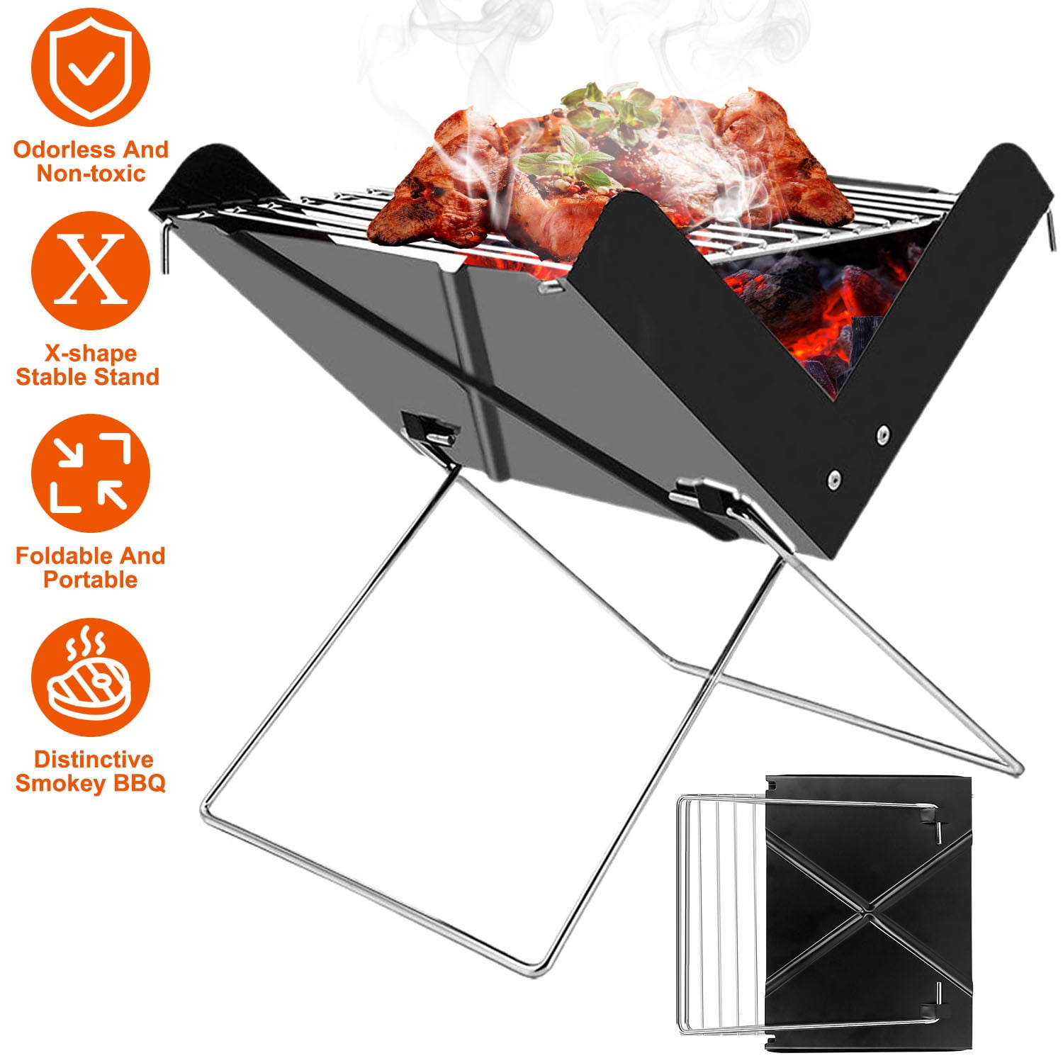 Portable Stovetop Grill Net Mini Foldable Furnace Grill Rack