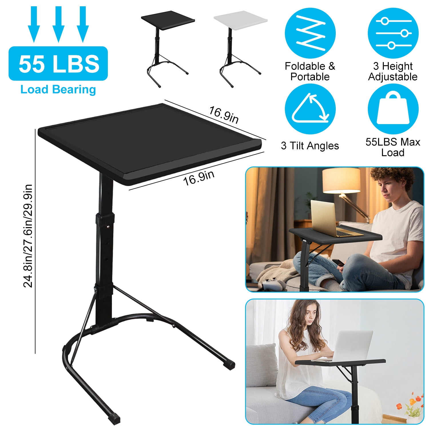 iMounTEK Folding Tray Table Portable Sofa TV Tray Laptop Desk C Side