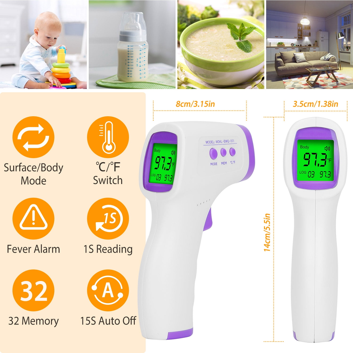 iMounTEK Forehead Digital Thermometer, Fast and Accurate Reading with ...