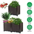 thumbnail image 1 of TeqHome Garden Patio Bed Plant S+L Self-watering System Elevated Planter PP Rectangle+Square Box for Flowers Vegetables Herbs Brown, 1 of 9