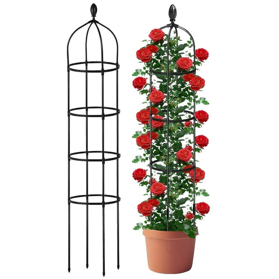 iMounTEK Garden Plant Trellis 2 Packs Garden Obelisk Trellis, Plants Tower for Climbing Plants Flower Vegetable Vine Black