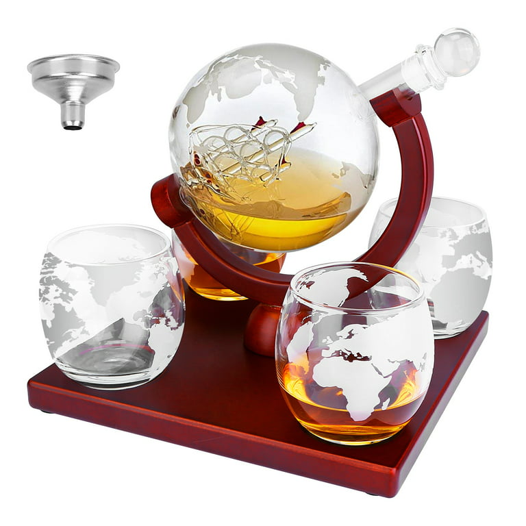 750ml Whiskey Decanter Set Glass Whiskey Wine Bottle Creative Whiskey  Bottle Decanter Whiskey Carafe for Wine, Vodka, Liquor(With 2 Cups)