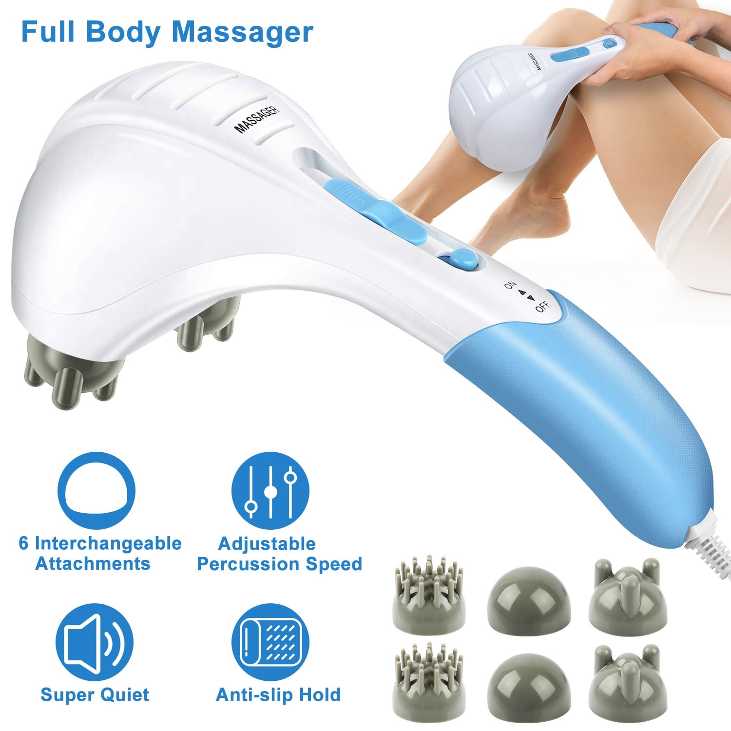 iMountek Electric Massager Handheld Full Body Percussion Massager Double  Head Vibrating Body Relax