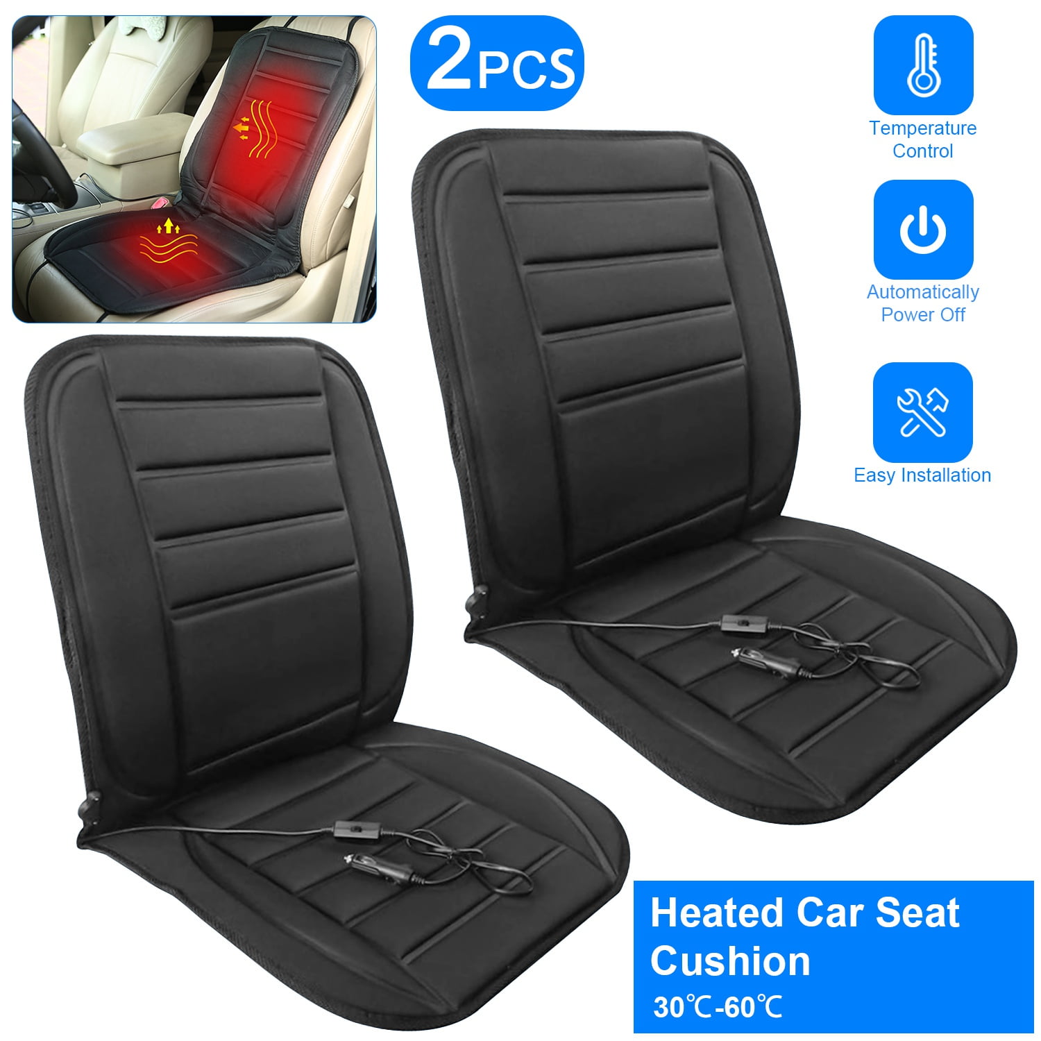 Heated Car Seat Cushion 12V Auto Seat Cover Warmer with Adjustable