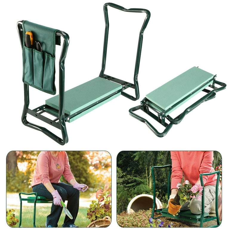 iMounTEK Heavy Duty Gardening Bench for Kneeling and Sitting Folding Garden Stools with Tool Pouch Garden Kneeler Seat