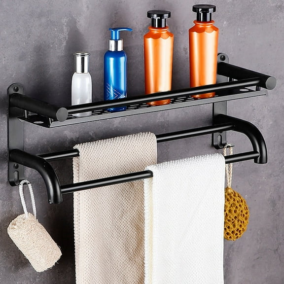 iMounTEK Home Hotel Towel Shelf, 23in Stainless Steel Towel Rack Wall Mount Bathroom Shelf Bar Rail Hotel Style, Free Drilling