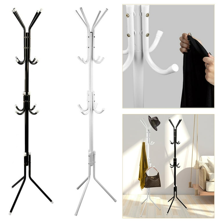 iMounTEK Coat Rack Tree, White, Freestanding Clothes Hanger,