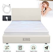 iMounTEK Grounded Bed Sheets King Size, 95% Organic Cotton 5% Silver Fiber Fitted Grounded Sheet with 15ft Grounding Cord for Improve Sleep