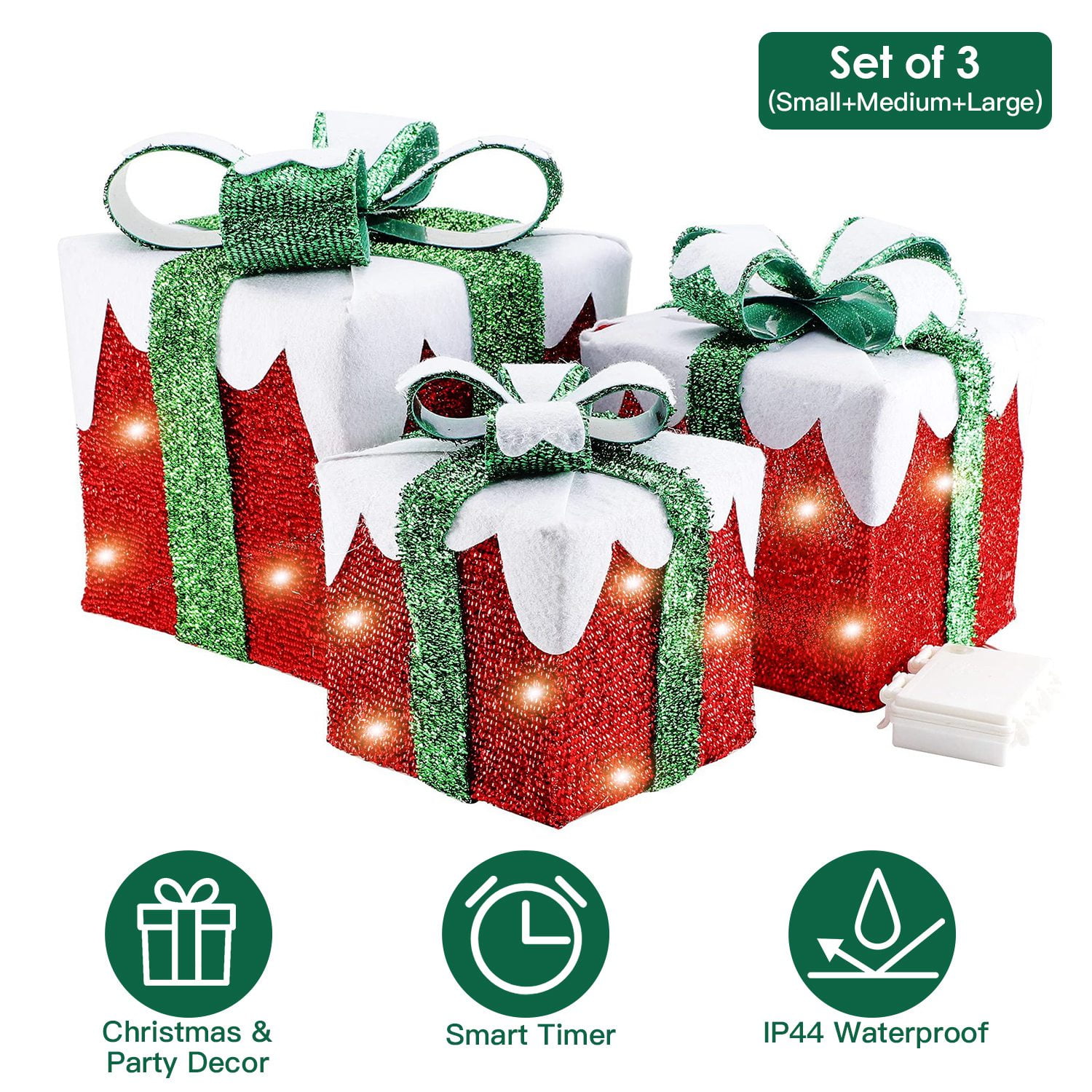 iMounTEK Lighted Gift Boxes Christmas Decoration IP44 Waterproof Light