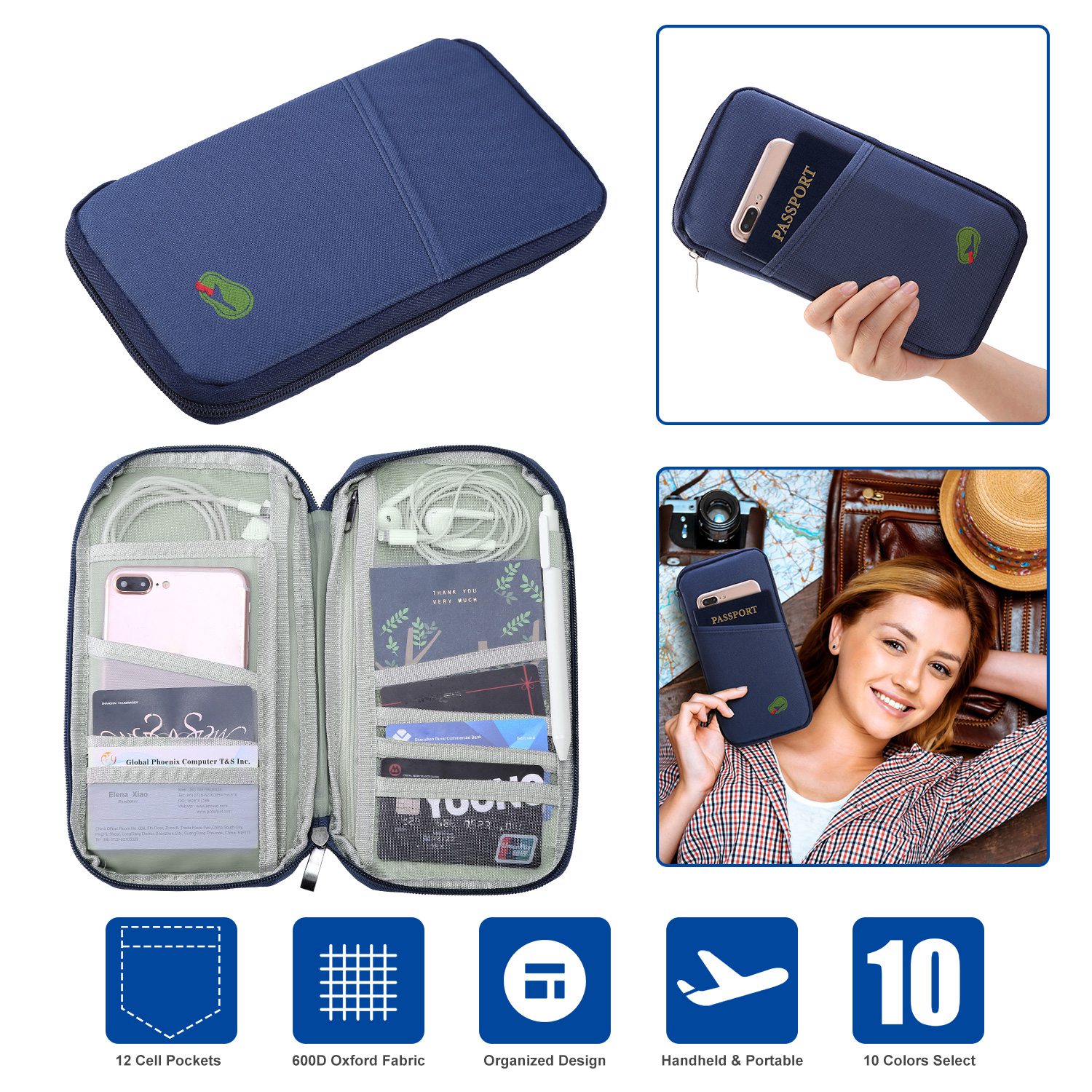 iMounTEK Lightweight Travel Wallet, Waterproof Passport Holder 12Cells