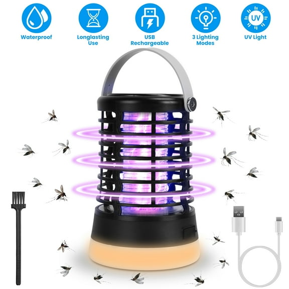 iMounTEK Mosquito Control Fly Light Portable Rechargeable Bug Zapper Triple Lighting Modes Waterproof, Black