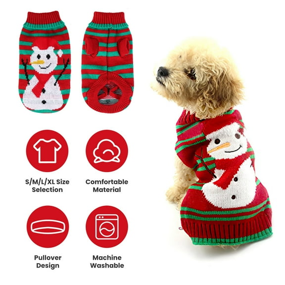 New Year Dog Sweaters, Red Snowman Sweaters Xmas Puppy Paws Sweater, Pet Clothes for Small Dog and Cat