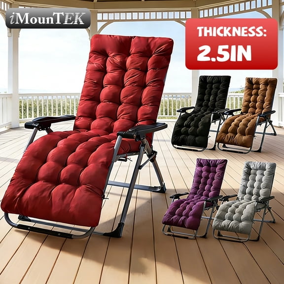 Imountek 67x22x2.5 inch Patio Chaise Lounger Bench Cushion, Indoor Outdoor Recliner Rocking Chair Cushion with Fixing Straps, Red