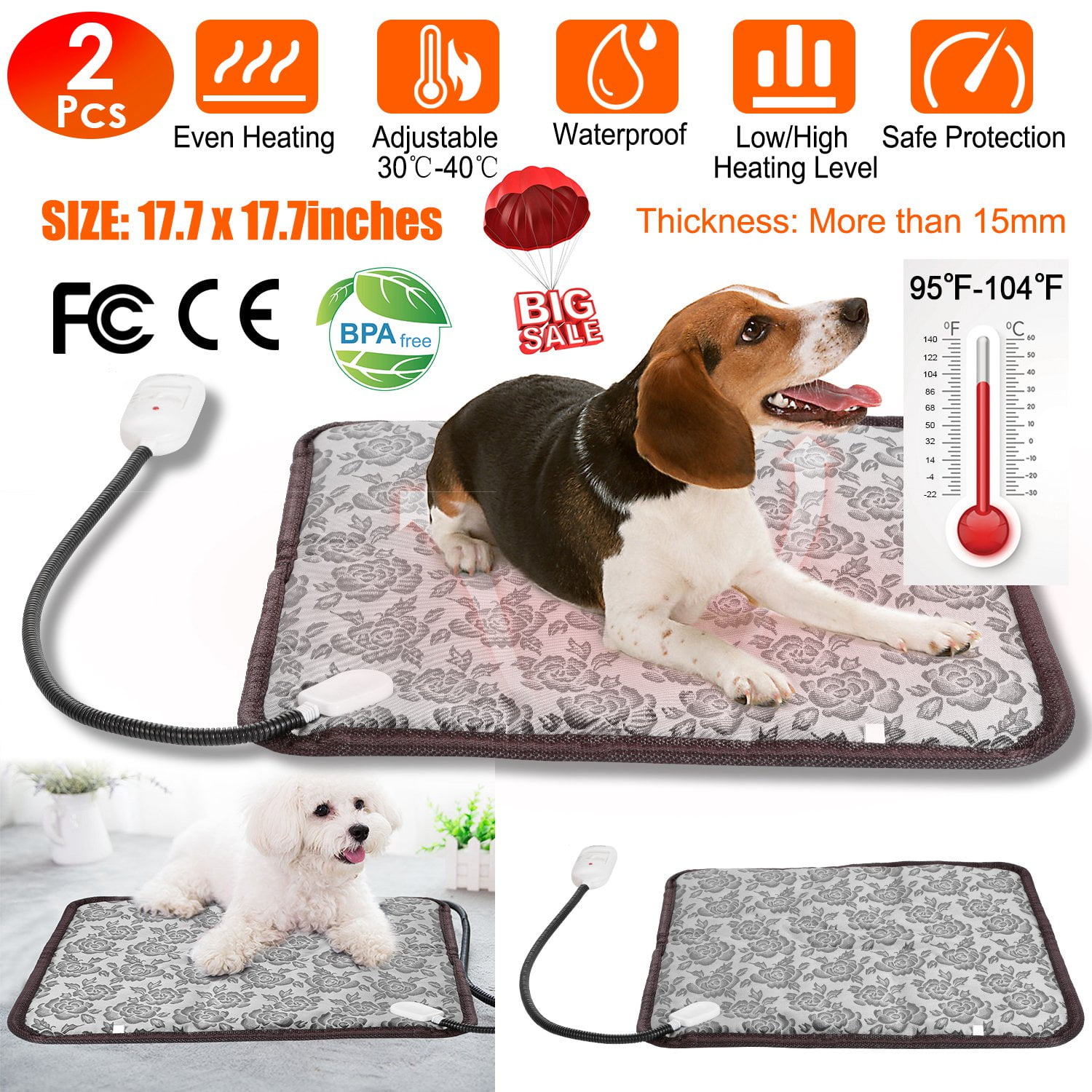 iMounTEK Pet Heating Pad Dog Cat Electric Heating Mat Waterproof