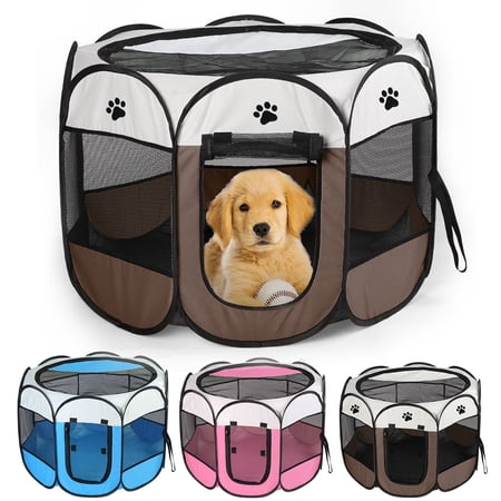 Moclever Pet Tent Portable Foldable Animal Playpen Removable Zipper Top and Bottom Water Resistant Indoor Outdoor Use For Dogs Cats Other Pets, Coffee