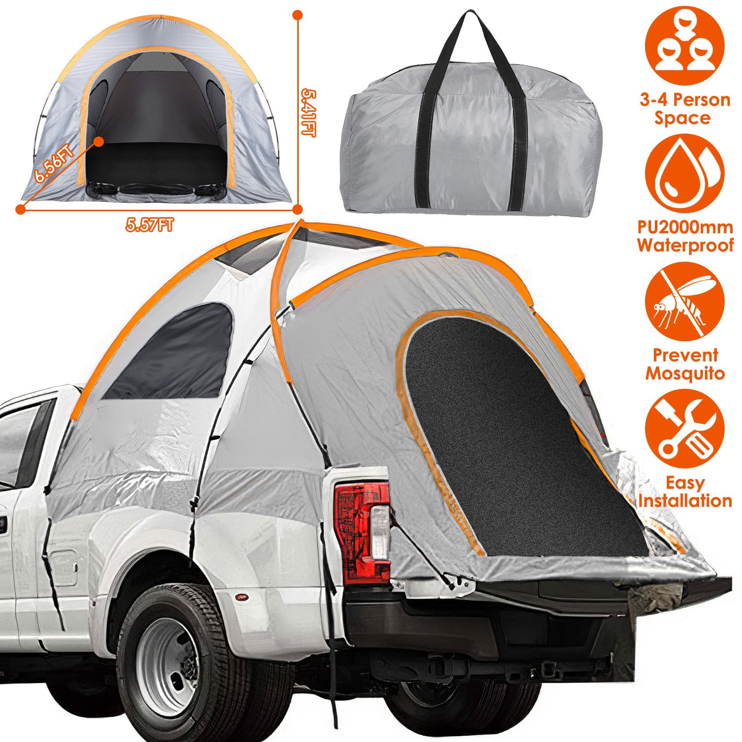 iMounTEK Pickup Truck Tent, Waterproof PU2000mm Double Layer for 5.56.5 FT Truck Bed, Portable