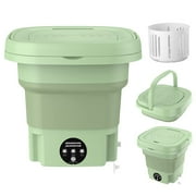 Moclever Portable Washing Machine, Foldable Personal Washing Machine 8L Capacity with Detachable Drain Basket 3 Modes for Underwear Socks Towels Baby Clothes, Green