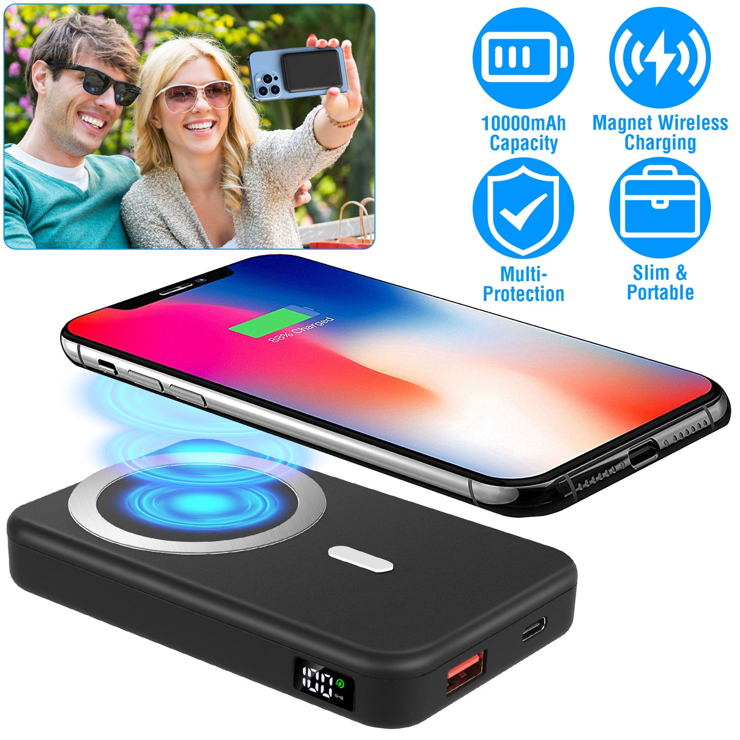 Digipower 10000mAh Magnetic Wireless Portable Powerbank for iPhone 14 & 13  Series