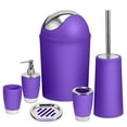 iMounTEK Purple Bathroom Accessories, 6 Pcs Plastic Bathroom Set Soap